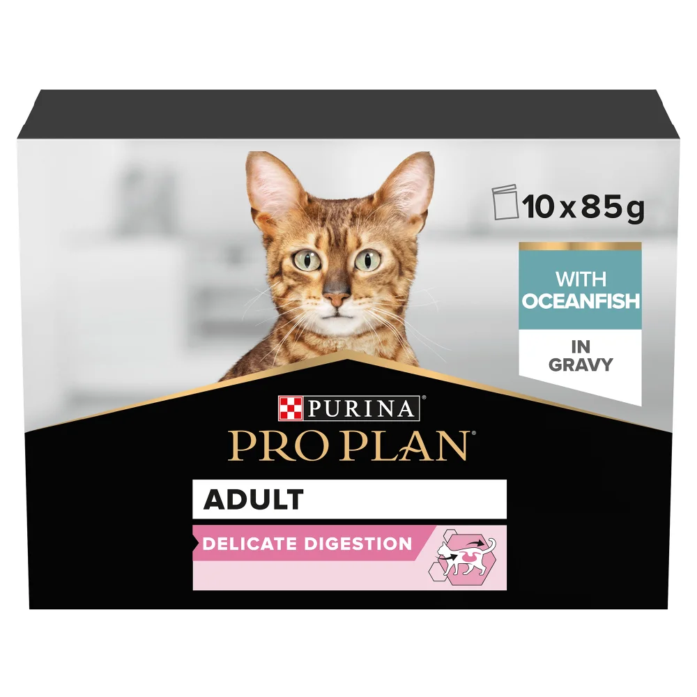 PRO PLAN NutriSavour Delicate Adult Wet Cat Food with Ocean Fish in Gravy 10x85g Image 1