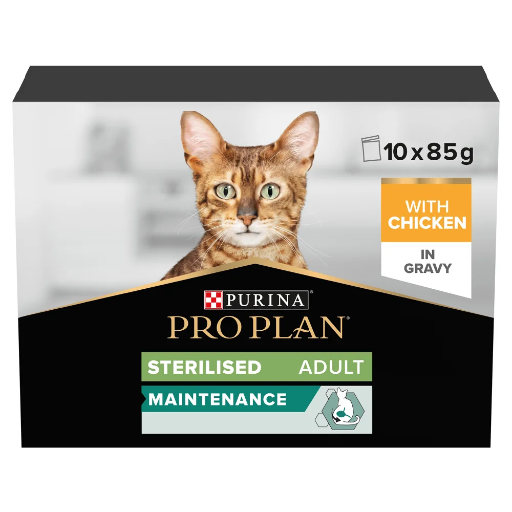 PRO PLAN NutriSavour Sterilised Adult Wet Cat Food with Chicken in Gravy 10x85g Image 1