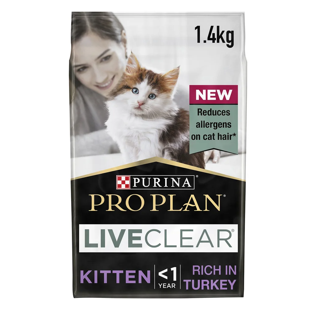 PRO PLAN LiveClear Cat-Allergen Reducing Kitten Dry Cat Food with Turkey 1.4kg Image 1