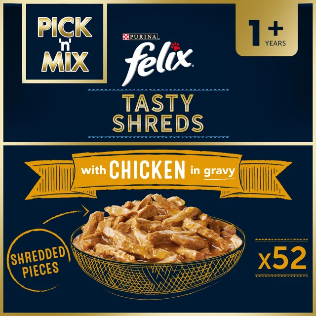 Felix Pre-Mixed Bundle Adult Wet Cat Food Tasty Shreds 156x80g