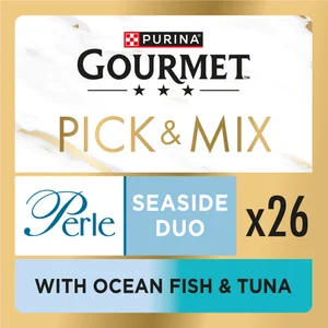 GOURMET Perle Seaside Duo in Gravy with Ocean Fish & Tuna Adult Wet Cat Food 26x85g