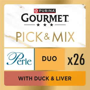 GOURMET Perle Duo in Gravy with Duck & Liver Adult Wet Cat Food 26x85g
