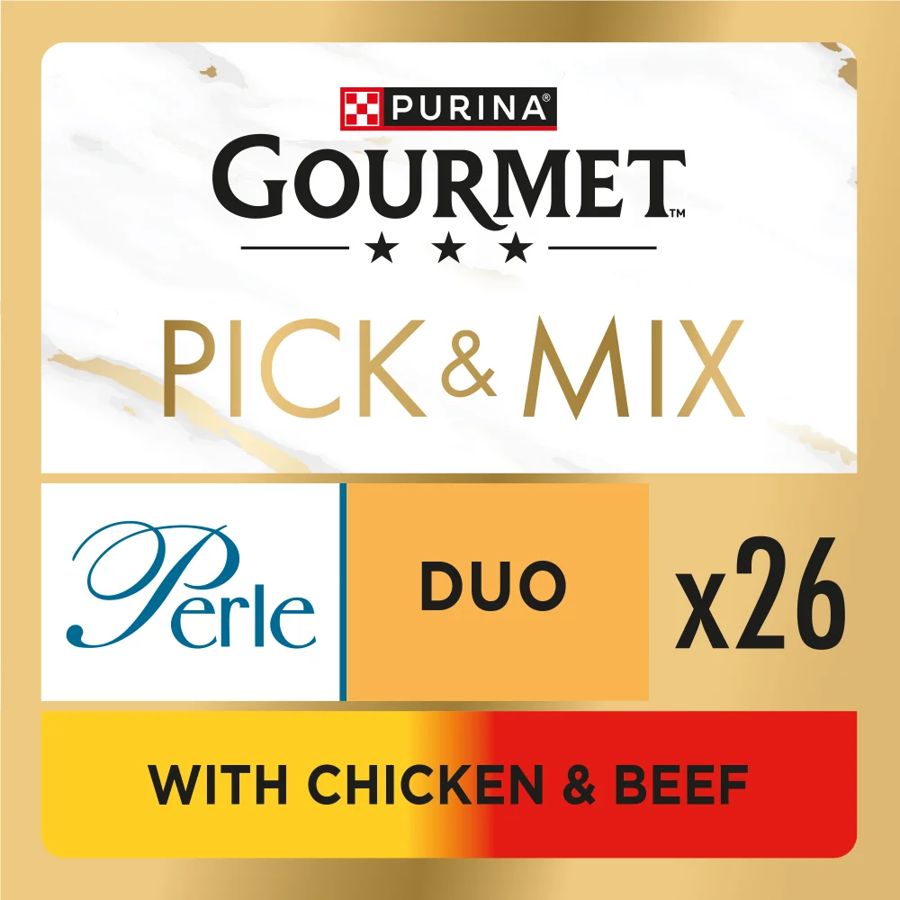 GOURMET Perle Duo in Gravy with Chicken & Beef Adult Wet Cat Food 26x85g Image 1