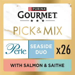 GOURMET Perle Seaside Duo in Gravy with Salmon & Saithe Adult Wet Cat Food 26x85g