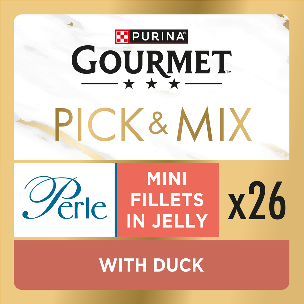 GOURMET Perle Mini Fillets in Jelly with Duck Adult Wet Cat Food 26x85g Image 1