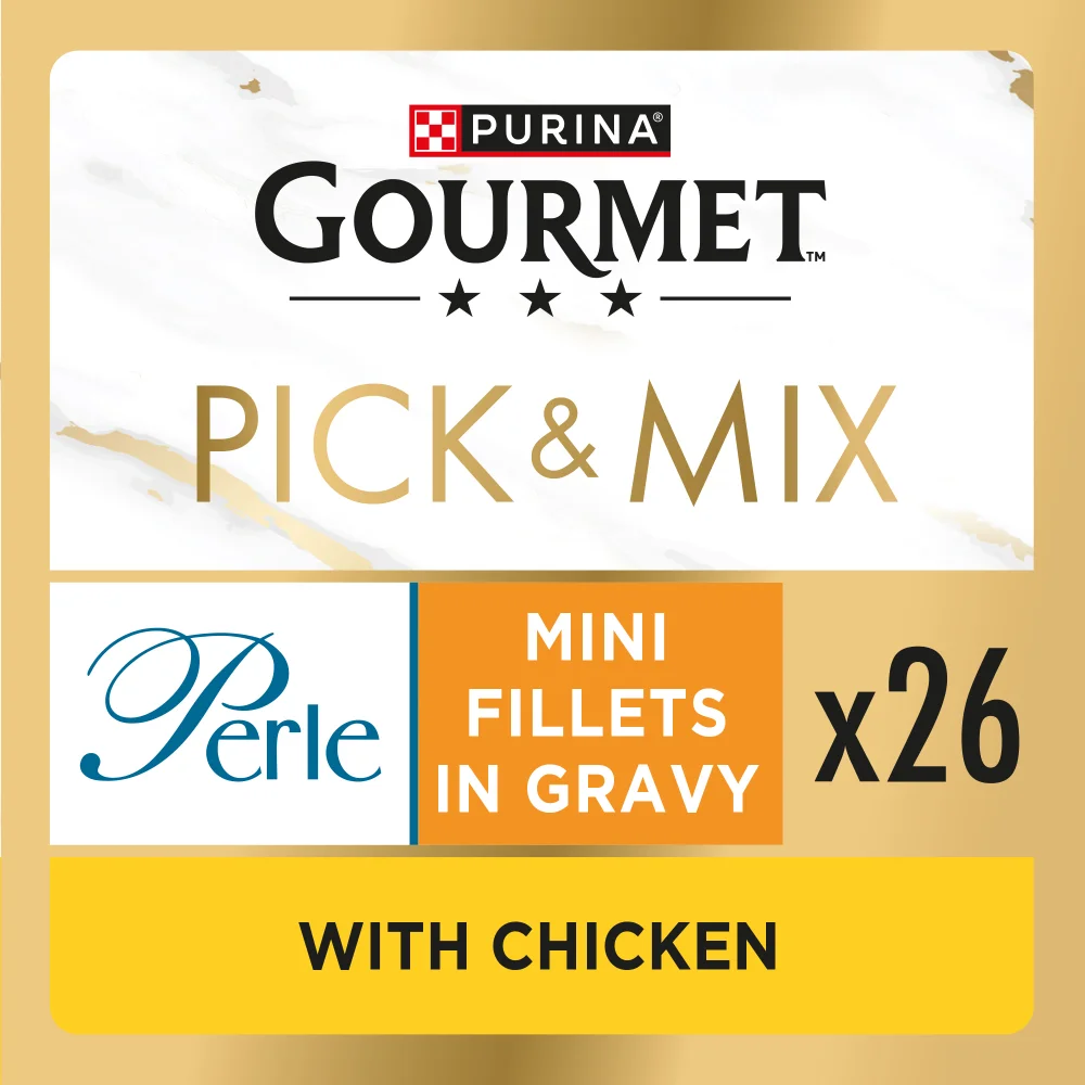 GOURMET Perle Mini Fillets in Gravy with Chicken Adult Wet Cat Food 26x85g Image 1