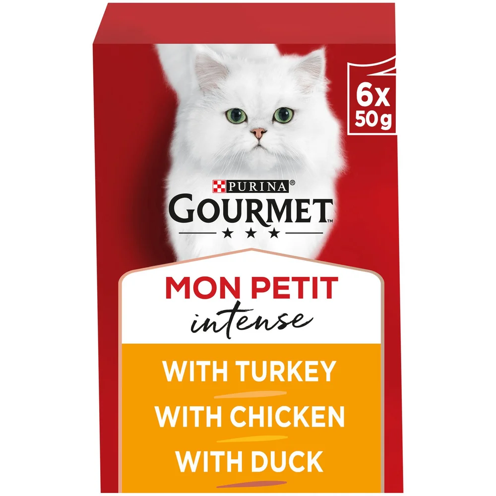 GOURMET Mon Petit Intense Meaty Variety with Duck, Chicken & Turkey Adult Wet Cat Food 6x50g Image 1