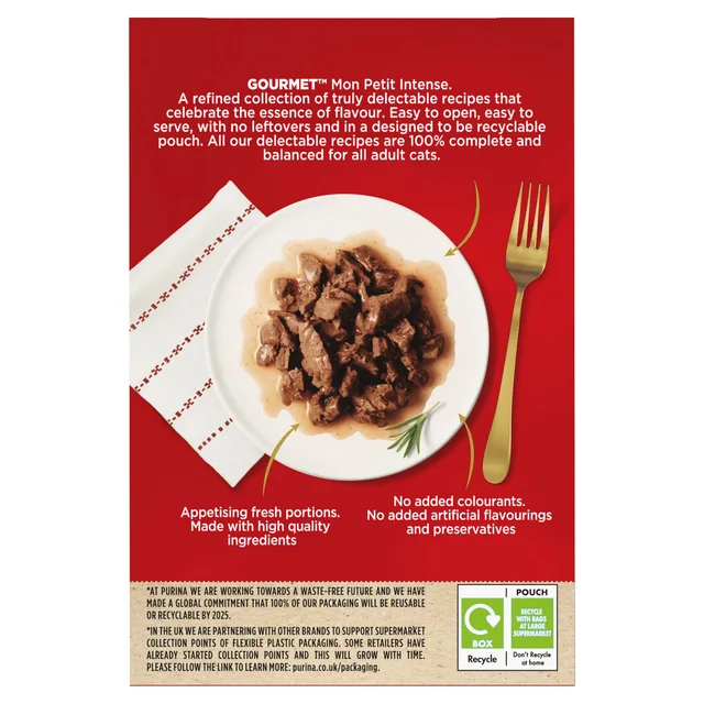 GOURMET Mon Petit Intense Meaty Variety with Beef, Chicken & Lamb Adult Wet Cat Food 6x50g