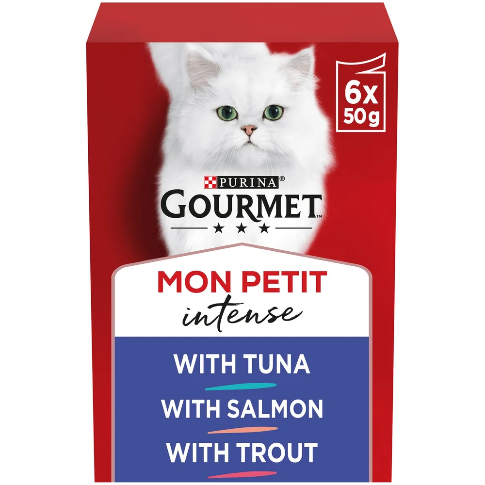 GOURMET Mon Petit Intense Fish Variety with Tuna, Salmon & Trout Adult Wet Cat Food 6x50g Image 1