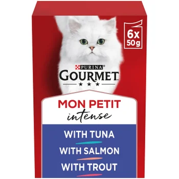 GOURMET Mon Petit Intense Fish Variety with Tuna, Salmon & Trout Adult Wet Cat Food 6x50g