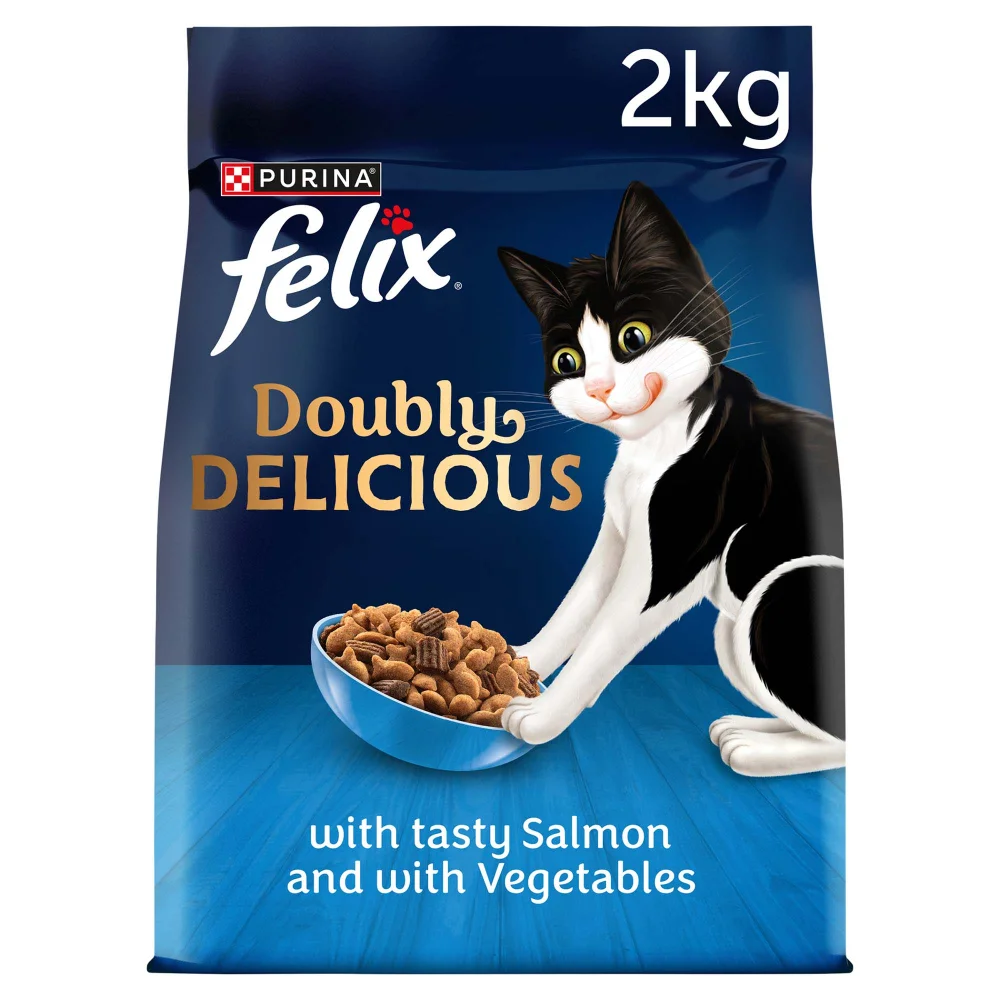 Felix Doubly Delicious Salmon & Vegetables Adult Dry Cat Food 2kg Image 1