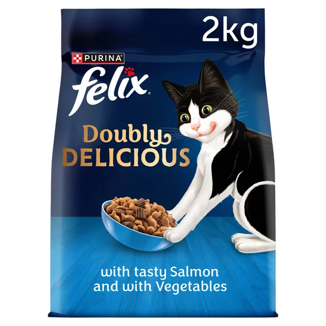 Felix Doubly Delicious Salmon & Vegetables Adult Dry Cat Food 2kg