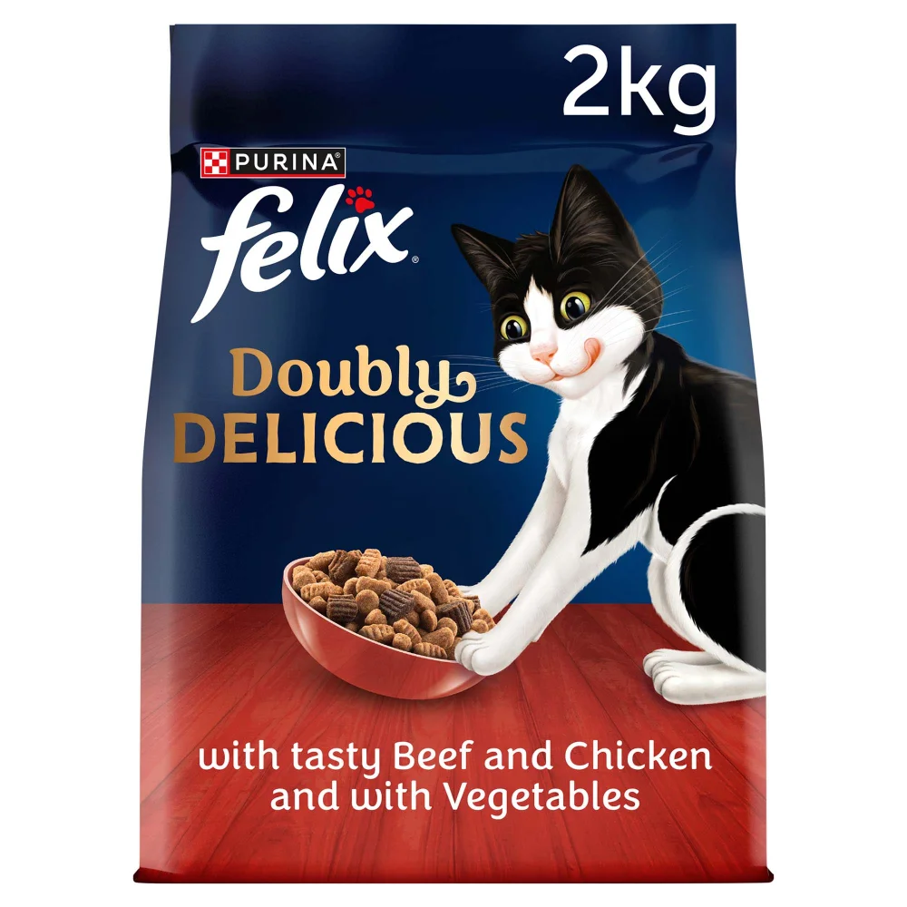 Felix Doubly Delicious Beef, Chicken & Vegetables Adult Dry Cat Food 2kg Image 1
