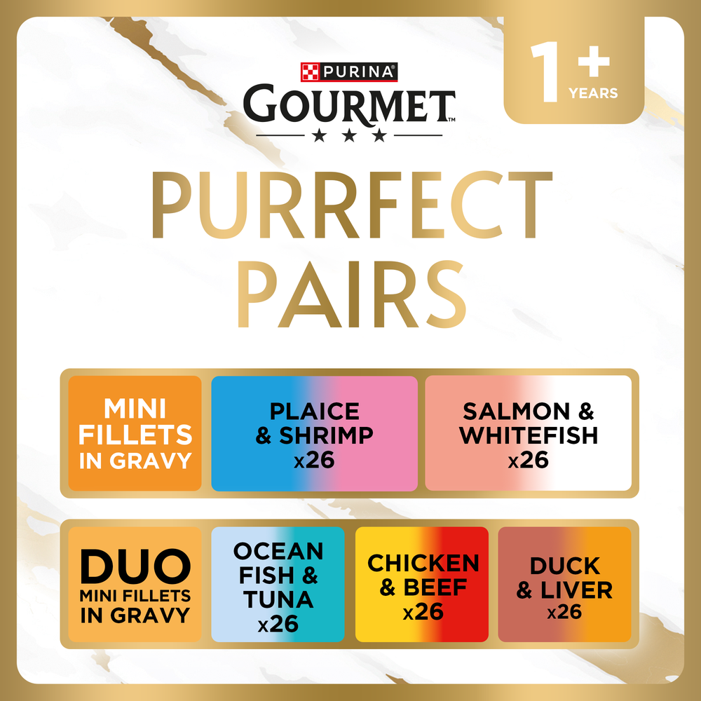 GOURMET Perle Purrr-fect Pairs Pre-Mixed Bundle Adult Wet Cat Food 130x85g Image 1