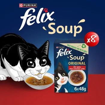 Felix Soup Farm Selection with Chicken, Beef & Lamb Adult Wet Cat Food 48x48g