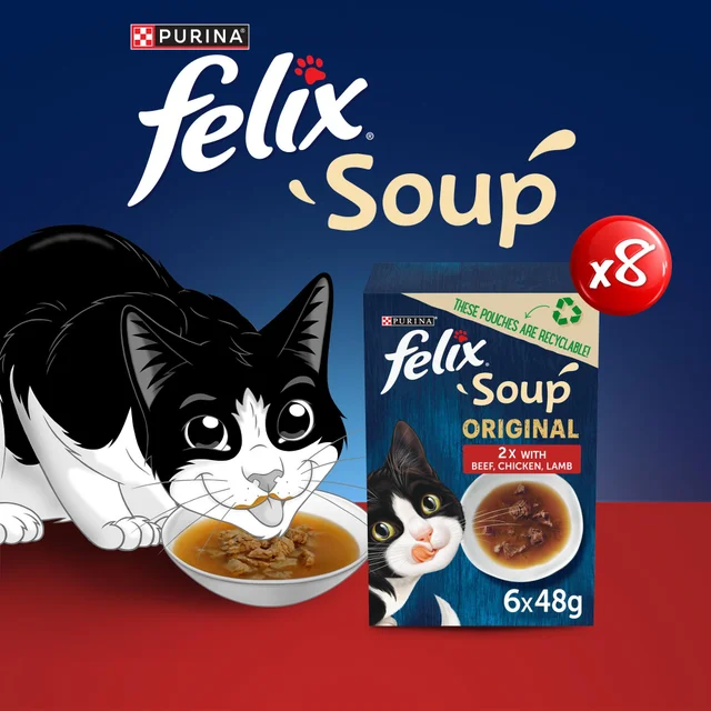 Felix Soup Farm Selection with Chicken, Beef & Lamb Adult Wet Cat Food 48x48g