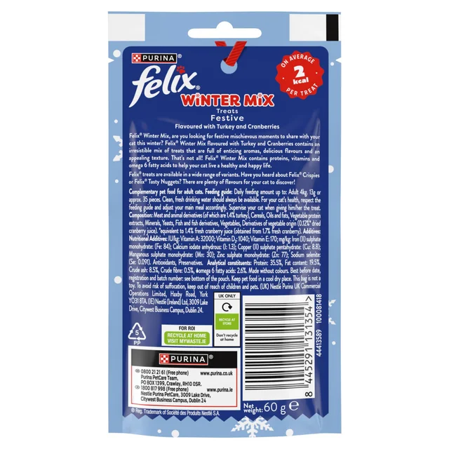 FELIX Winter Mix Festive Turkey & Cranberry Cat Treats 60g