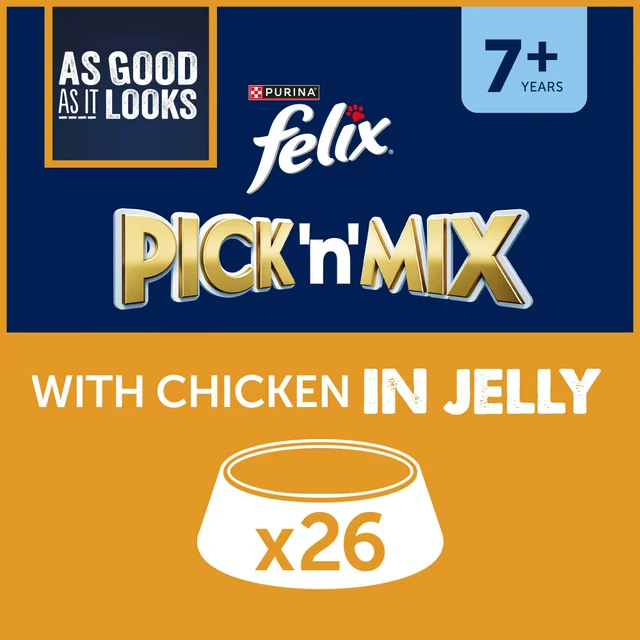 Felix Senior As Good As It Looks Wet Cat Food with Chicken in Jelly 26x85g