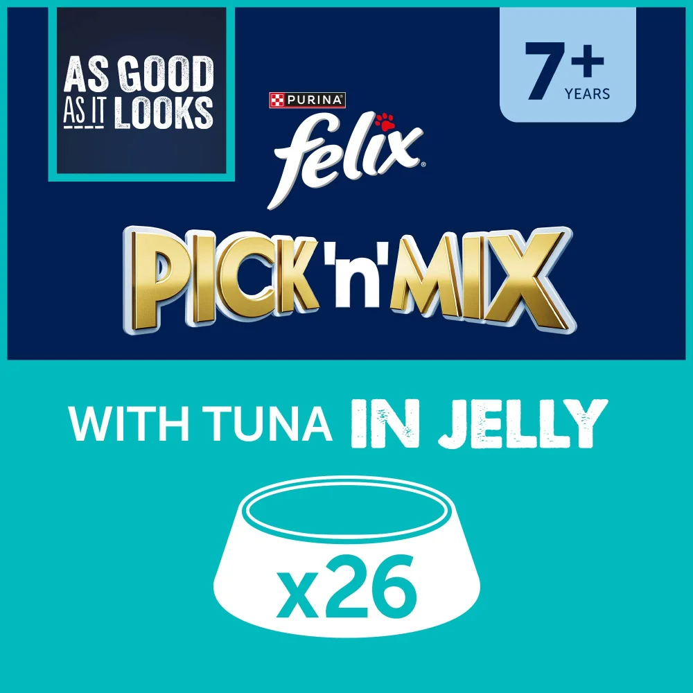 Felix Senior As Good As It Looks Wet Cat Food with Tuna in Jelly 26x85g Image 1