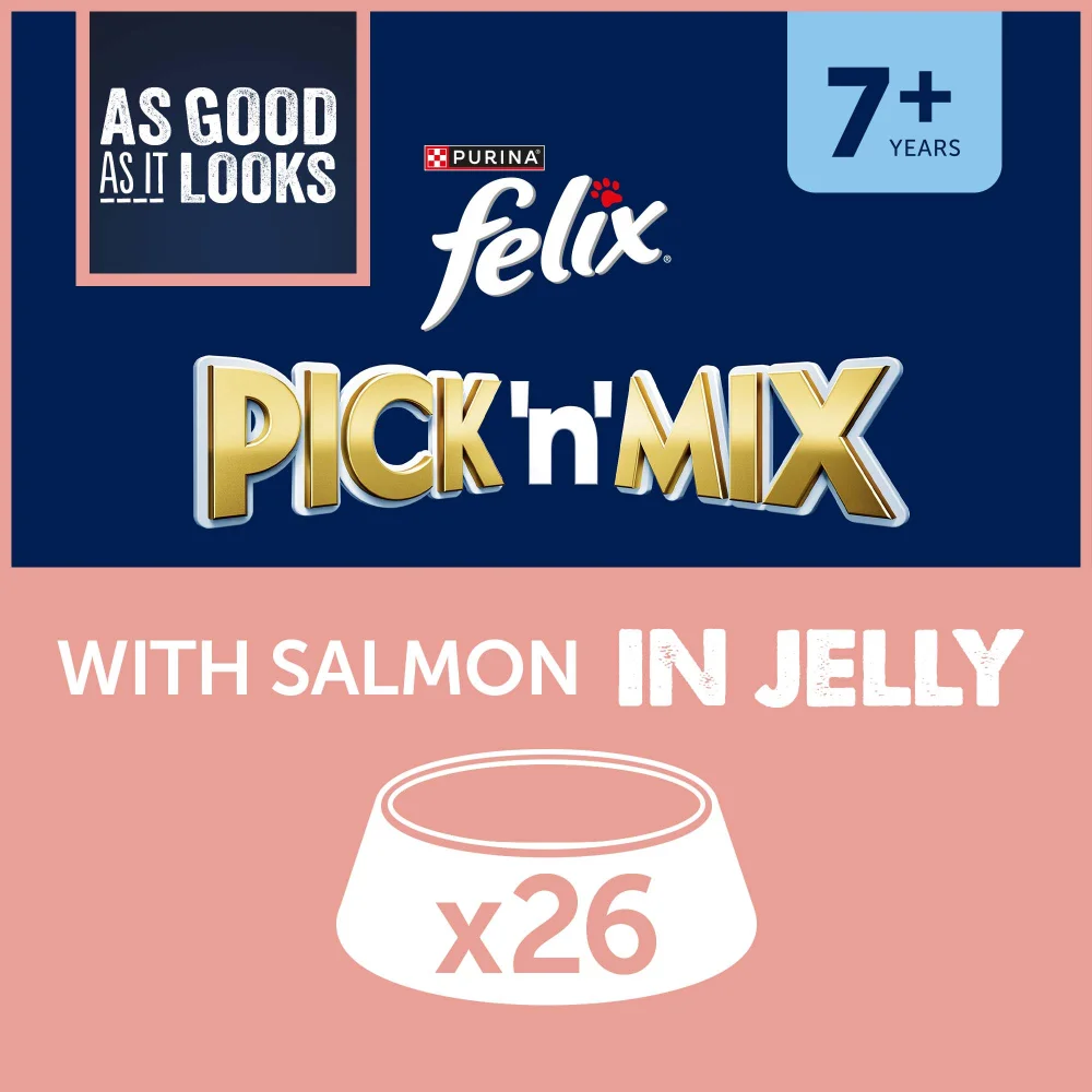 Felix Senior As Good As It Looks Wet Cat Food with Salmon in Jelly 26x85g Image 1