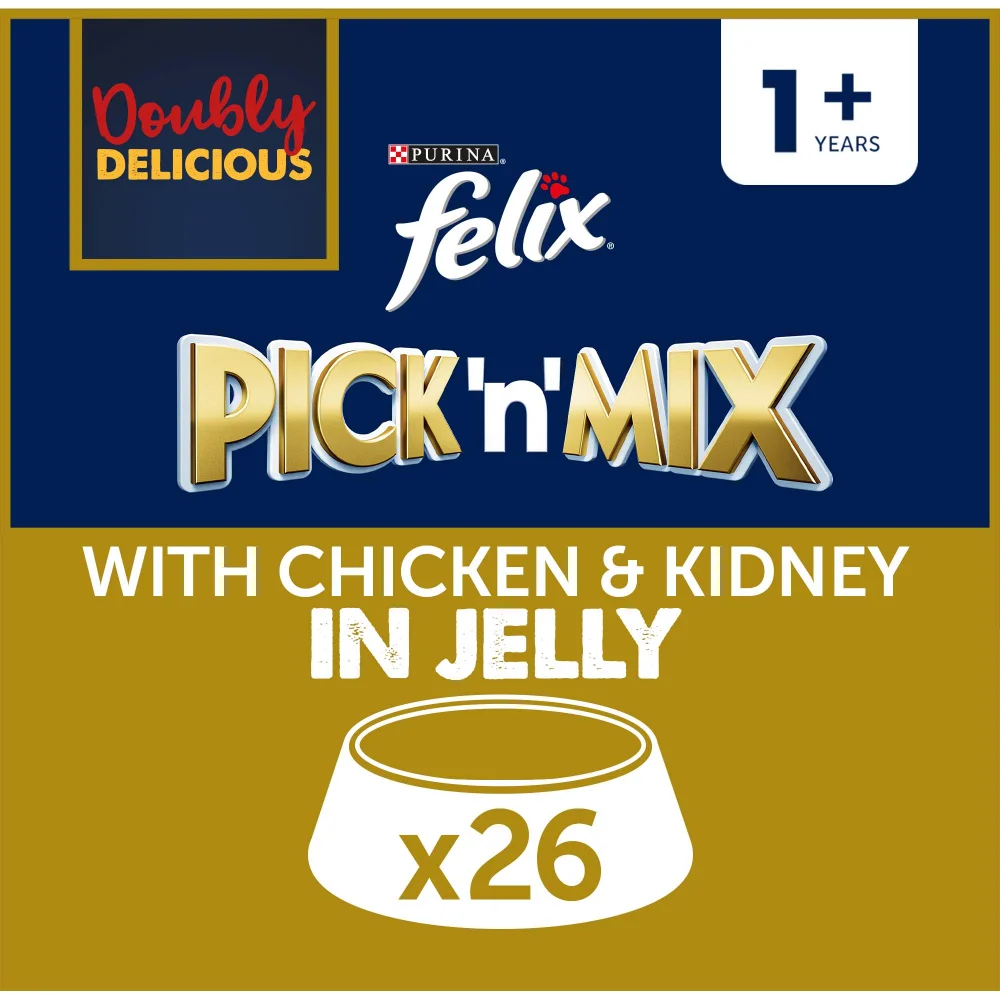 Felix Doubly Delicious Adult Wet Cat Food with Chicken & Kidney in Jelly 26x85g Image 1