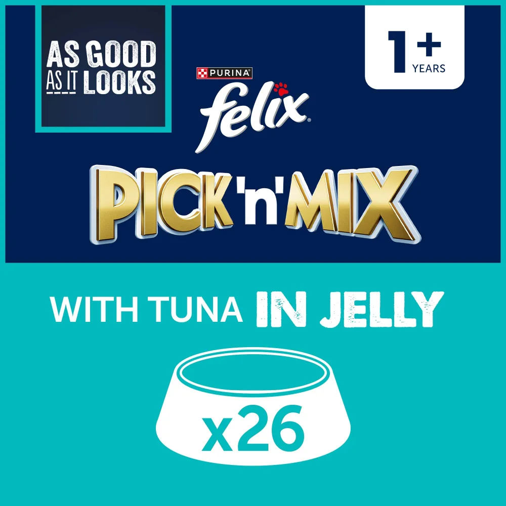 Felix As Good As It Looks Adult Wet Cat Food with Tuna in Jelly 26x85g Image 1