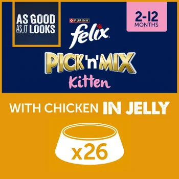 Felix Kitten As Good As It Looks Wet Cat Food with Chicken in Jelly 26x85g