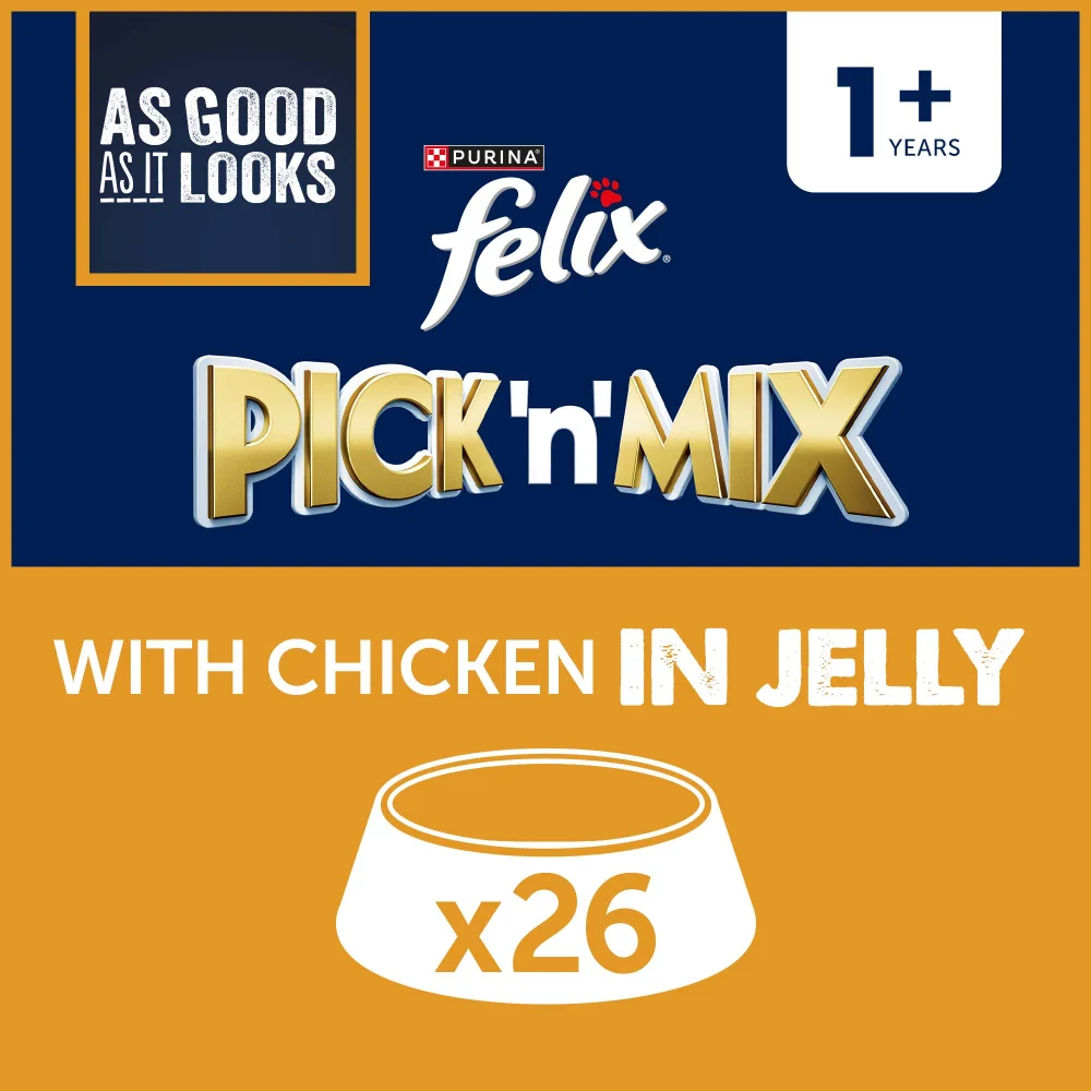 Felix As Good As It Looks Adult Wet Cat Food with Chicken in Jelly 26x85g Image 1