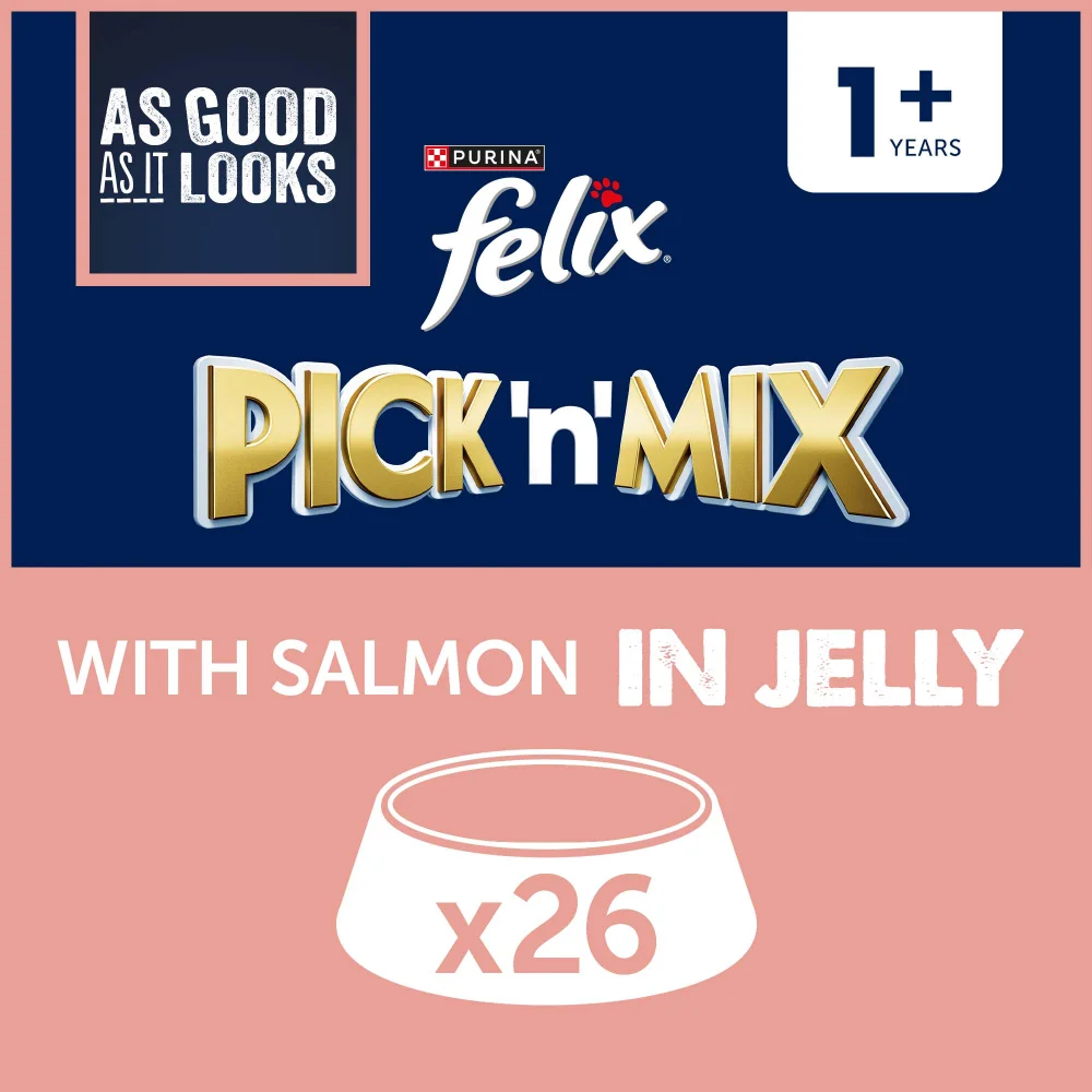 Felix As Good As Is Looks Adult Wet Cat Food with Salmon in Jelly 26x85g Image 1