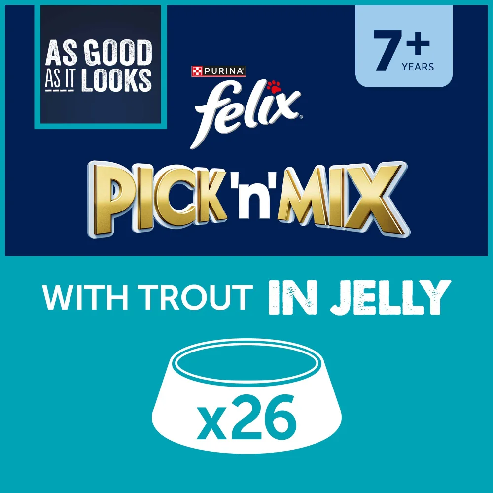 Felix Senior As Good As It Looks Wet Cat Food with Trout in Jelly 26x85g Image 1