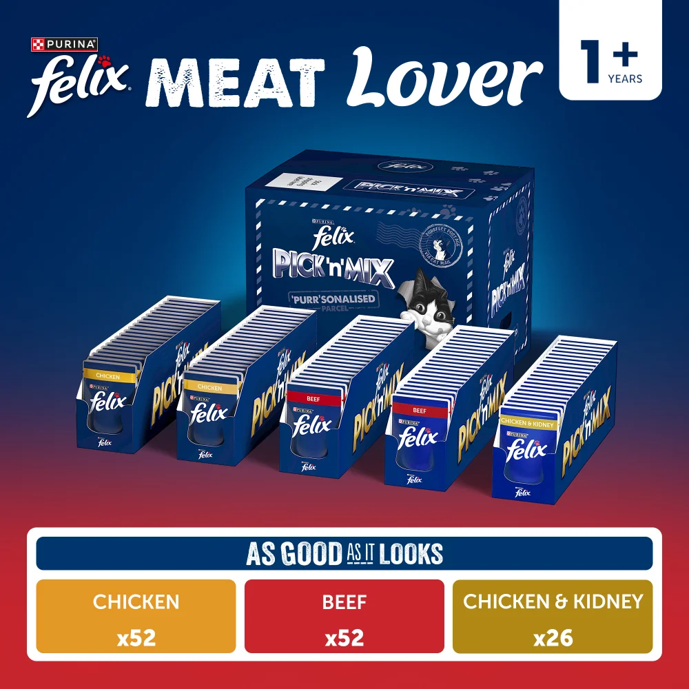 Felix Pre-Mixed Bundle Adult Wet Cat Food Meat Lover 130x85g Image 1