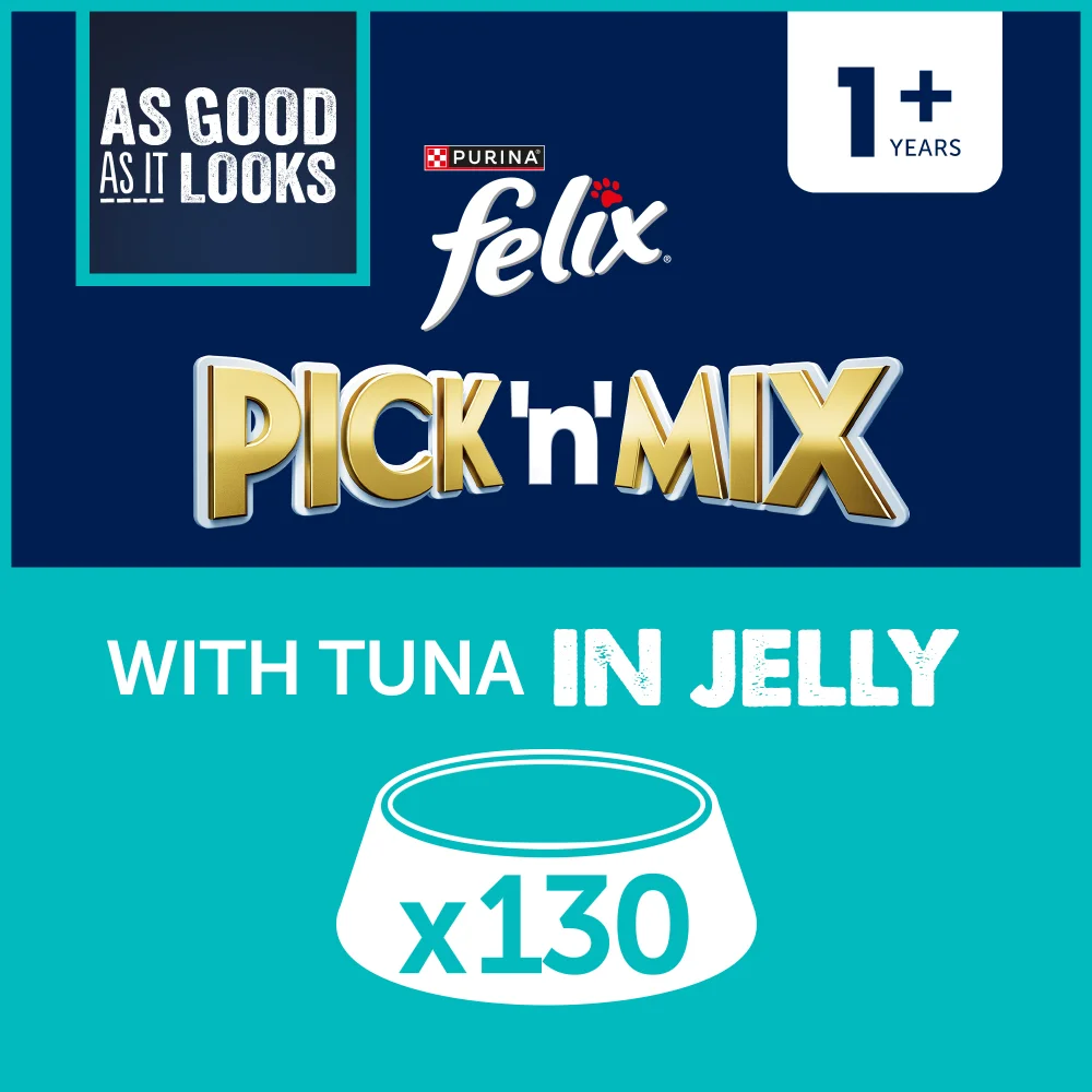 Felix As Good As It Looks Adult Wet Cat Food with Tuna in Jelly 130x85g Image 1
