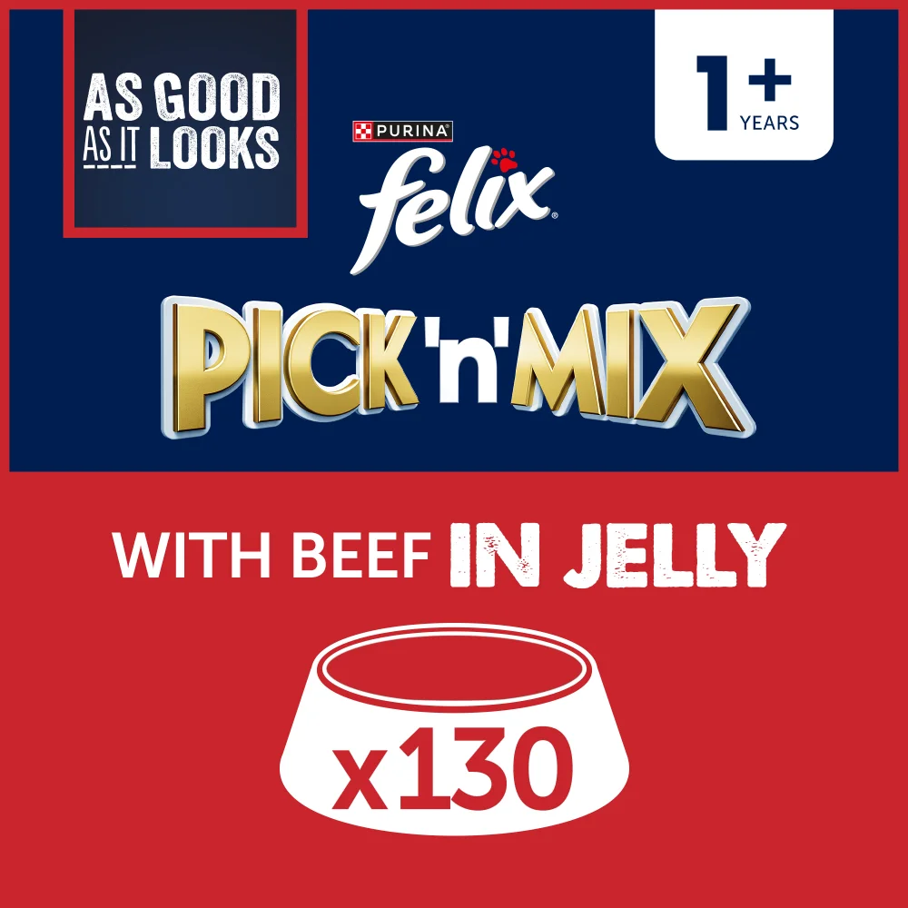 Felix As Good As Is Looks Adult Wet Cat Food with Beef in Jelly 130x85g Image 1