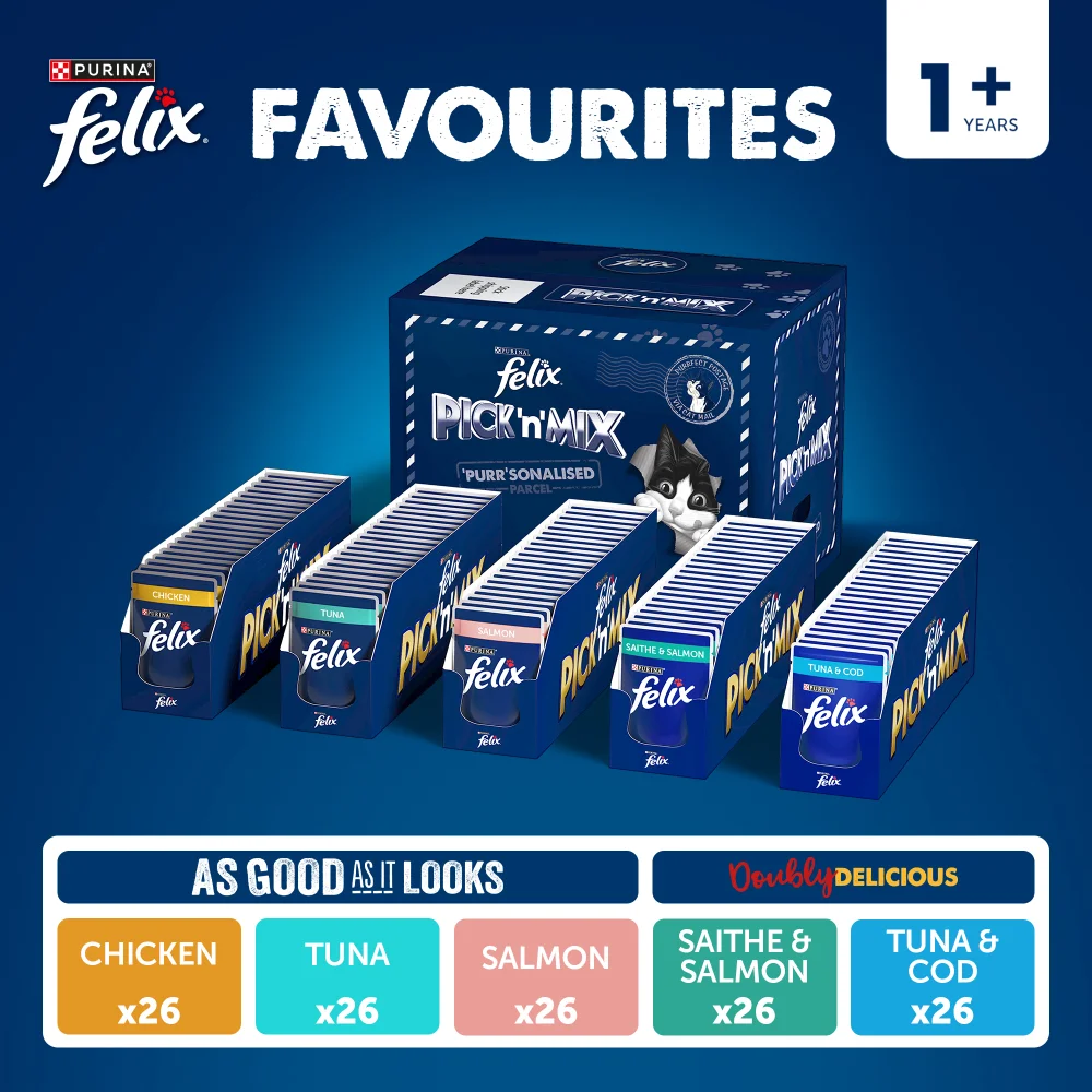 Felix Favourites Pre-Mixed Bundle Adult Wet Cat Food 130x85g Image 1
