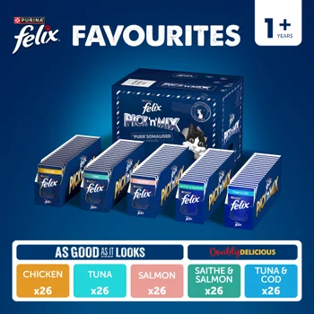 Felix Favourites Pre-Mixed Bundle Adult Wet Cat Food 130x85g