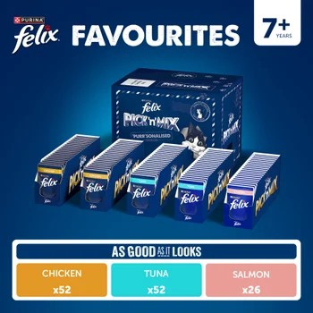 Felix Favourites Pre-Mixed Bundle Senior Wet Cat Food 130x85g