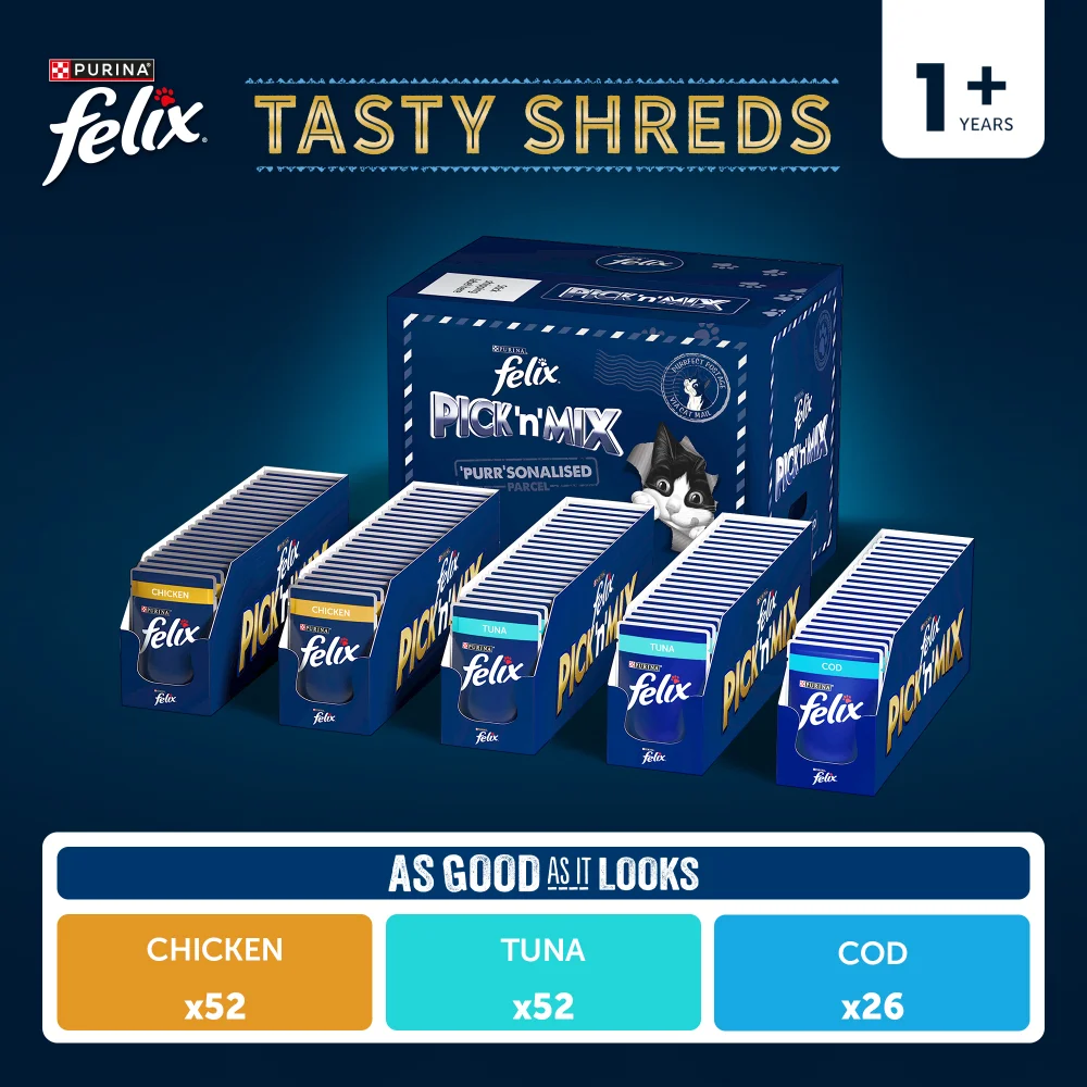 Felix Pre-Mixed Bundle Adult Wet Cat Food Tasty Shreds 130x80g Image 1