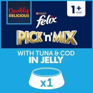 Felix Doubly Delicious Adult Wet Cat Food with Cod & Tuna in Jelly 1x85g
