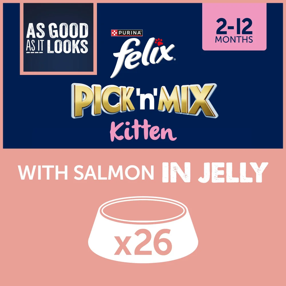 Felix Kitten As Good As It Looks Wet Cat Food with Salmon in Jelly 26x85g Image 1
