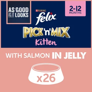 Felix Kitten As Good As It Looks Wet Cat Food with Salmon in Jelly 26x85g