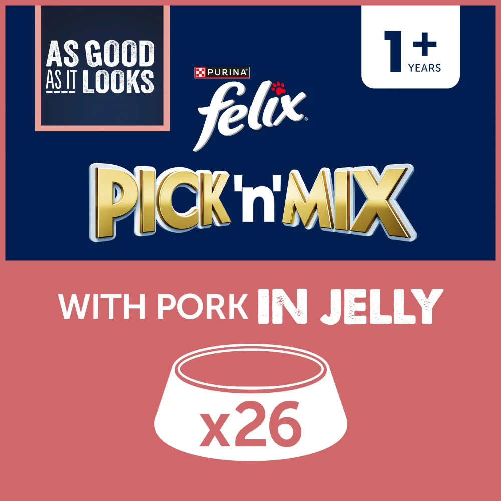 Felix As Good As It Looks Adult Wet Cat Food with Pork in Jelly 26x85g Image 1