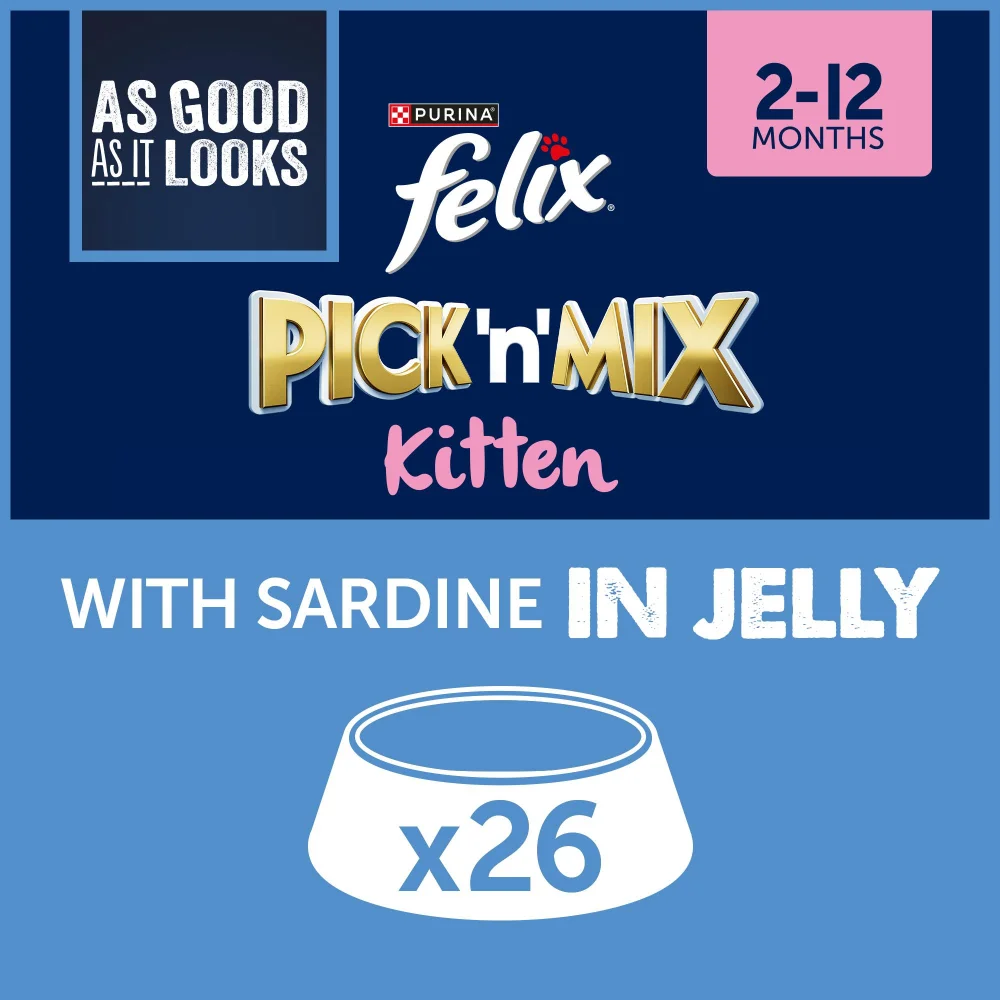 Felix Kitten As Good As It Looks Wet Cat Food with Sardine in Jelly 26x85g Image 1