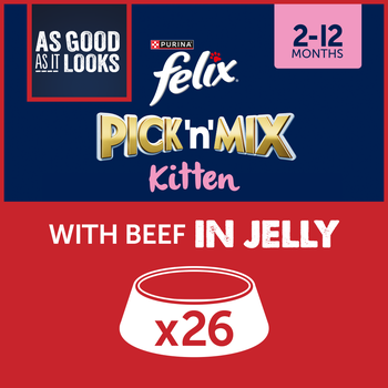Felix Kitten As Good As It Looks Wet Cat Food with Beef in Jelly 26x85g