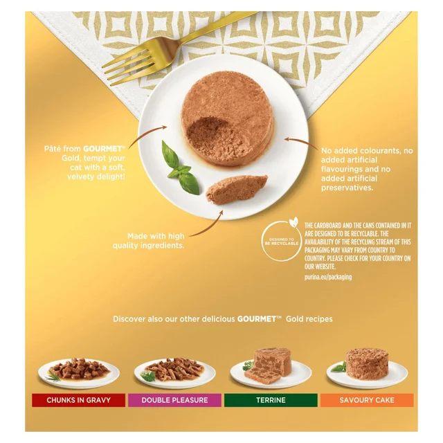 GOURMET Gold Pate with Ocean Fish, Beef, Liver , Turkey Wet Cat Food Can 8x85g