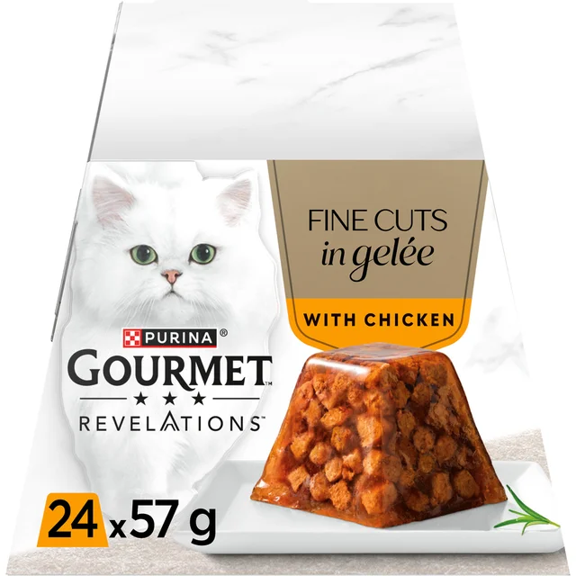 Gourmet Revelations Fine Cuts in Gelée With Chicken Wet Cat Food 24x57gm