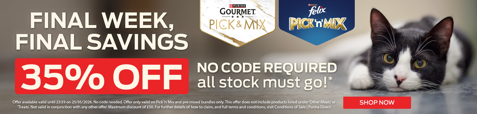 Our biggest discount. 25% off all stock must go