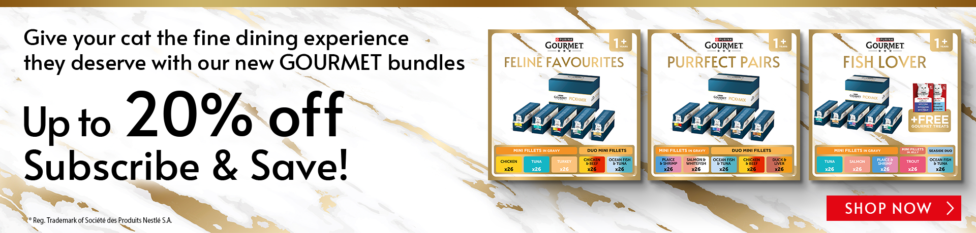 Give your cat the fine dining experience they deserve with our new GOURMET bundles. Up to 20% off. Subscribe & Save! Shop now.