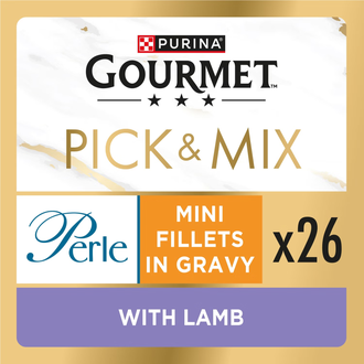 Gourmet pick and mix, perle, mini fillets in gravy, 26 pouches with lamb