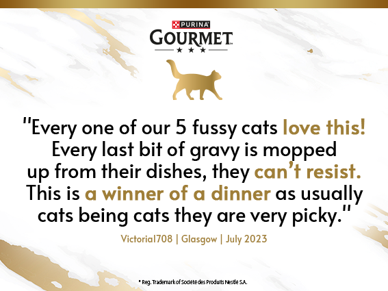 "Every one of our 5 fussy cats love this! Every last bit of gravy is mopped up from their dishes, they can't resist. This is a winner of a dinner as usually cats being cats they are very picky." Victorial708 | Glasgow | July 2023 (Image links to Gourmet Pick & Mix page)