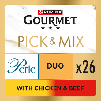 Gourmet Pick & Mix, perle, duo, 26 pouches with chicken and beef